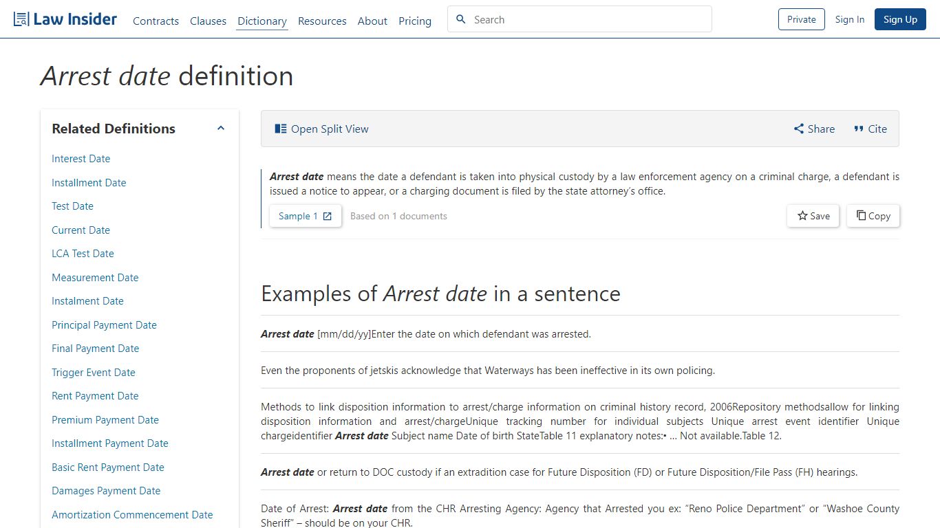 Arrest date Definition | Law Insider