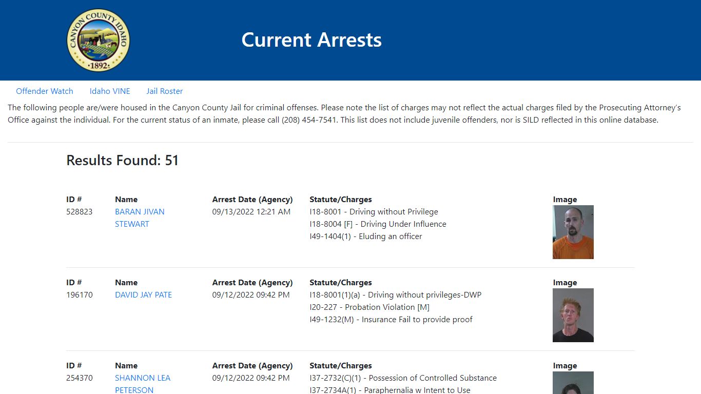 Current Arrests